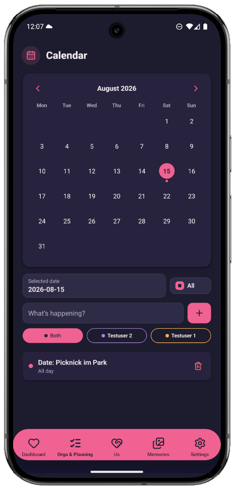 Screenshot: Kalender